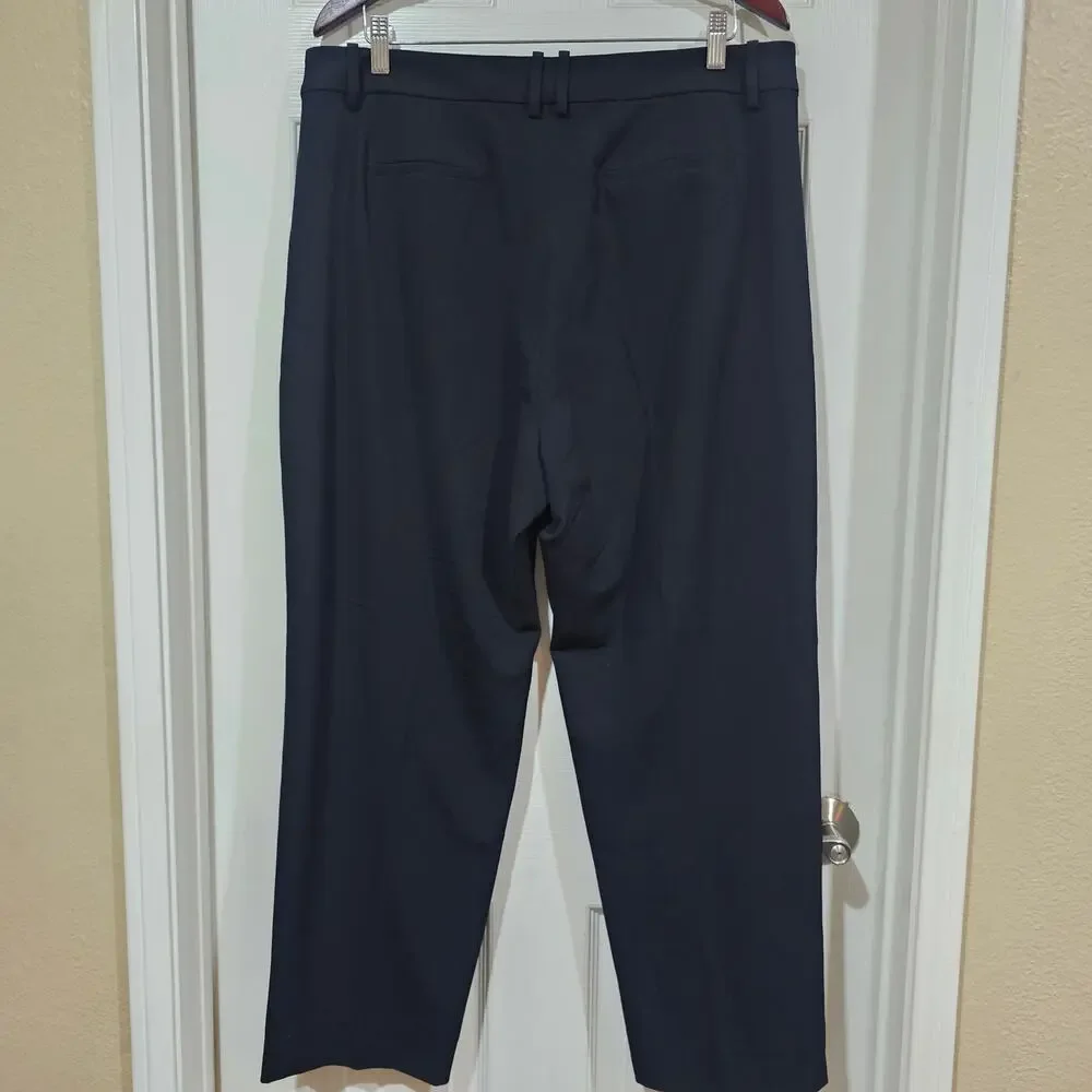 J.Crew Factory Pleated Trouser Pants High Rise Straight Black Leg Size 14 - Picture 2 of 7